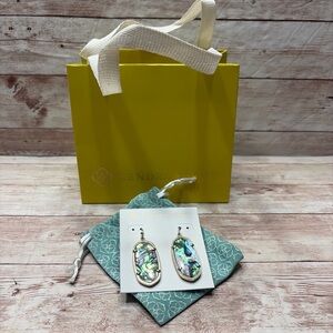 Kendra Scott Mother of Pearl Iridescent Drop Earrings with Green and Blue